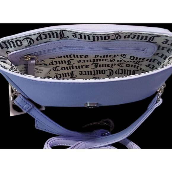 NWT~JUICY COUTURE Fuzzy Lavender Crossbody Purse & Black Fuzzy Keyring Gift Set - Picture 5 of 6